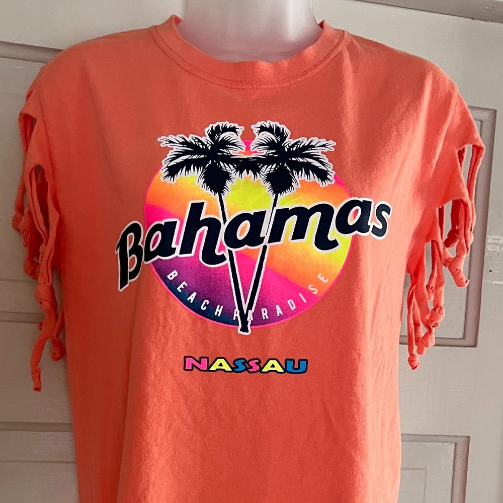 Vintage Souvenir Fringe and Beads Tank Top ~ Nassau, Bahamas ~ Women's Small
